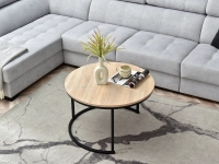 Stylowy stolik kawowy NERO XL SONOMA - CZARNY STELAŻ - w aranżacji