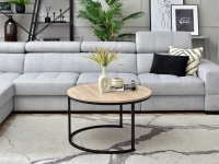 Stylowy stolik kawowy NERO XL SONOMA - CZARNY STELAŻ - w aranżacji