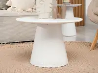 Ponadczasowy stolik okrągły BIAŁY OTTAWA 60 BIAŁA NOGA - stolik z białą nogą