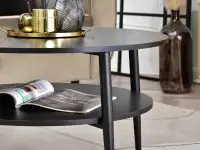 Okrągły stolik kawowy RENNE XL CZARNY z półką - CZARNA podstawa - dodatkowy blat