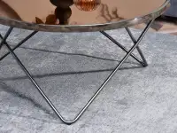 CZARNY stolik kawowy AMIN XL ze szklanym blatem MIEDŹ - gięty metal