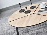 Loftowy okrągły stolik kawowy FJORD DĄB + CZARNY - unikatowy blat