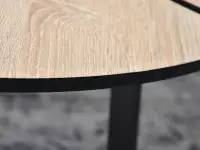 Loftowy okrągły stolik kawowy FJORD DĄB + CZARNY - metalowe nogi