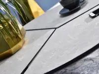 Okrągły stolik kawowy FJORD SZARY MARMUR + CZARNY - unikatowa imitacja marmurka