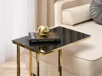 Stolik pomocniczy glamour VASTO CZARNY MARMUR - ZŁOTY - stolik marmurkowy