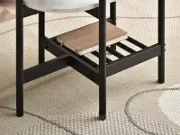 Stolik z marmurowym blatem LAURI S BIAŁY MARMUR CZARNY  - stolik z półką na czasopisma