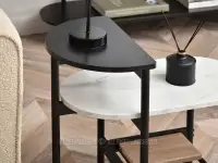 Stolik z marmurowym blatem LAURI S BIAŁY MARMUR CZARNY  - stolik z czarną nadstawką 
