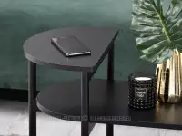 Czarny stolik do poczekalni z nadstawką i półką LAURI S  - nadstawka stolika
