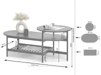 Loftowy 3 - poziomowy stolik LAURI XL CZARNY ORZECH  - wymiary 