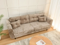 Sofa rozkładana z pojemnikiem na pościel CIEMNY BEŻ BLINK CZARNY - wygodna sofa do salonu
