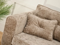 Sofa rozkładana z pojemnikiem na pościel CIEMNY BEŻ BLINK CZARNY - elegancka lamówka