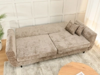Sofa rozkładana z pojemnikiem na pościel CIEMNY BEŻ BLINK CZARNY - powierzchnia spania