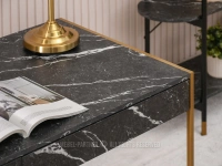 Stylowe biurko UNIF CZARNY MARMUR - ZŁOTY STELAŻ - mocno widoczna struktura marmuru
