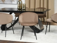 Stylowe krzesło WELUROWE BEŻOWE CINDY - CZARNA NOGA - designerskie krzesło do jadalni