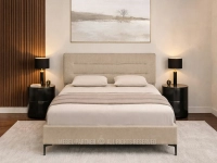 Stylowe łóżko 140x200 z zagłówkiem CIEMNY BEŻ CORDEL CZARNY - nowoczesny design
