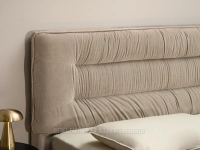 Stylowe łóżko 140x200 z zagłówkiem CIEMNY BEŻ CORDEL CZARNY - zagłówek z eleganckim marszczeniem