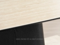 Stylowy ceramiczny stół BEŻ TRAWERTYN ORVIN CZARNE DREWNO - ceramiczny blat imitujący trawertyn