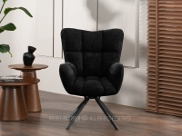 CZARNY fotel z pikowanym siedziskiemdo salonu KIRA NOGA CZARNY - nowoczesny design