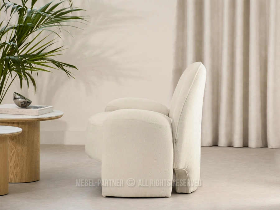 Nowoczesna forma fotela KESI KREMOWY w stylu Modern Organic