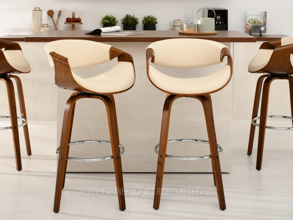 Eleganckie krzesło barowe z giętego drewna orzech