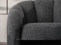Obły fotel wypoczynkowy w GRAFITOWEJ tkaninie boucle CARIEL - elegancka tkanina z gęstą pętelką 