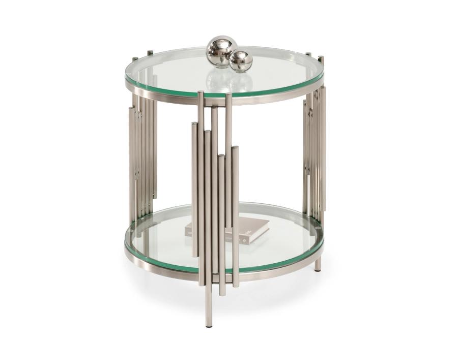 Okrągły stolik TRANSPARENTNY BARBADOS 50 STAL SZCZOTKOWANA
