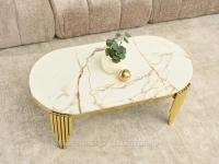 Stylowy stolik BIAŁY MARMUR GOLD ANTUGUA ZŁOTY POŁYSK - elegancki wzór marmuru