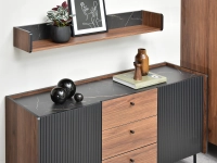 Zestaw mebli do małego salonu PUERTO 4 ORZECH CZARNY - imitacja czarnego marmuru w detalu komody PUERTO