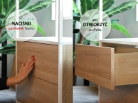 Szafka pod telewizor z szufladami SAMOA DĄB - BIAŁY - system otwierania szuflad push to open