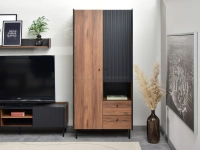 Elegancka szafa dwudrzwiowa PUERTO P01 ORZECH CZARNY - szafa do pokoju