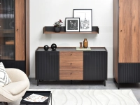 Elegancka komoda marmurowa PUERTO P5 ORZECH CZARNY  - komoda drewniana