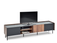 System puerto p08 komoda rtv orzech czarny marmur, podstawa czarny
