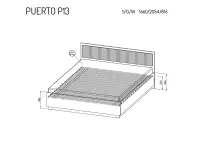 Łóżko 160x200 orzech z lamelami PUERTO P13 - wymiary