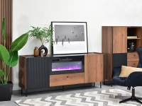 Elegancka komoda z kominkiem PUERTO P16 ORZECH CZARNY - ustawienie temperatury