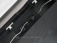 Szafka nocna z gniazdkami i USB TORI CZARNE DREWNO - METAL - gniazdka i porty USB