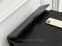 Szafka nocna z gniazdkami i USB TORI CZARNE DREWNO - METAL - schowek z gniazkami 