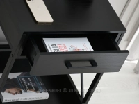 Szafka nocna z gniazdkami i USB TORI CZARNE DREWNO - METAL - szuflada