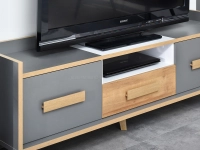 Szafka pod telewizor SMART S7 SZARA Z BIAŁYM I JESIONEM - subtelna półka
