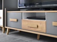 Szafka pod telewizor SMART S7 SZARA Z BIAŁYM I JESIONEM - designerska kolorystyka