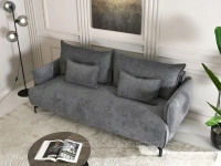 SZARA sofa z funkcją spania MONZA SZENIL CZARNE NOGI - góra w aranżacji