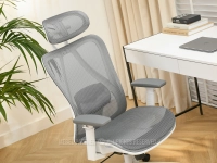 SZARY fotel biurowy ergonomiczny i wielofunkcyjny DAREN BIAŁY - wentylowane siedzisko