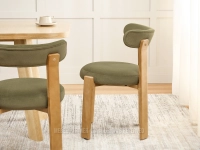 Stylowe tapicerowane krzesło do salonu ZIELONY KALINDA DĄB - minimalistyczny design