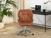 Tapicerowany fotel VELO MOVE MIEDZIANY - NOGA CHROM - stylowy fotel do domowego biura