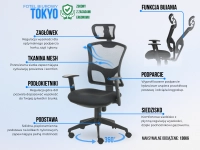 Nowoczesny fotel biurowy obrotowy TOKYO - funkcje