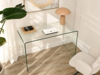 TRANSPARENTNE biurko z przestronnym szklanym blatem AMARIL - przestronny blat o wymiarach 120x60 cm