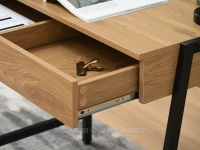 Wąskie biurko w stylu loft NORS DĄB CZARNA PODSTAWA - prowadnice szuflady