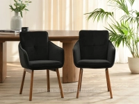 Welurowe krzesło kubełkowe do salonu CZARNY MISTRAL ORZECH - nowoczesny design