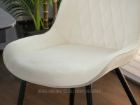 WELUROWE krzesło tapicerowane do jadalni ADEL KREMOWY - welurowe siedzisko