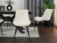 WELUROWE krzesło tapicerowane do jadalni ADEL KREMOWY - wygodne siedzisko