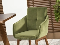 Welurowe krzesło z podłokietnikami ZIELONY MISTRAL ORZECH - stylowy design